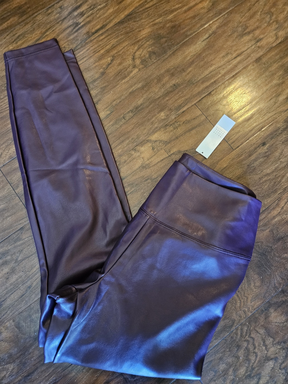 White House Black Market Faux Leather Leggings in Deep Plum